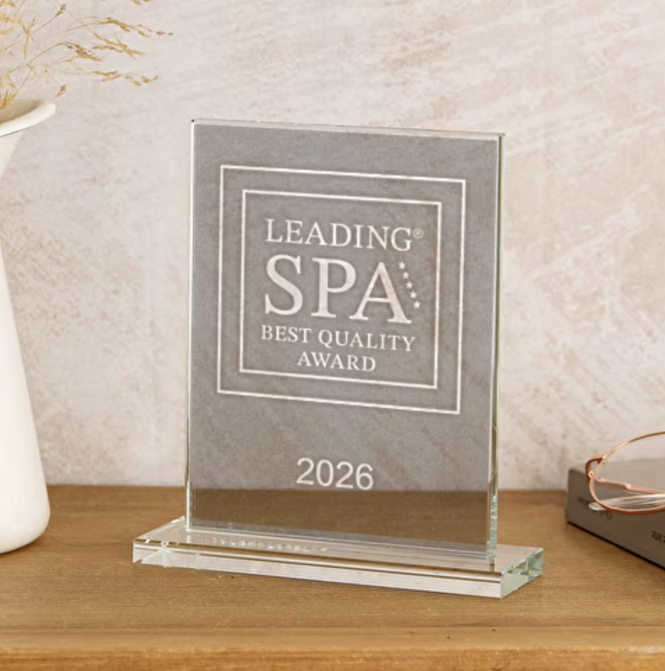 Best Quality Award 2026 – small glass display stand for the spa reception